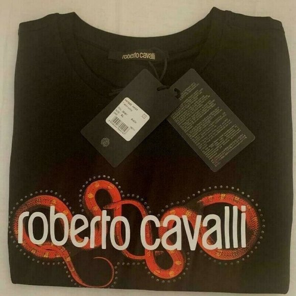 Roberto Cavalli Snake Black T-Shirt Size: XL SLIM FIT - Picture 4 of 5